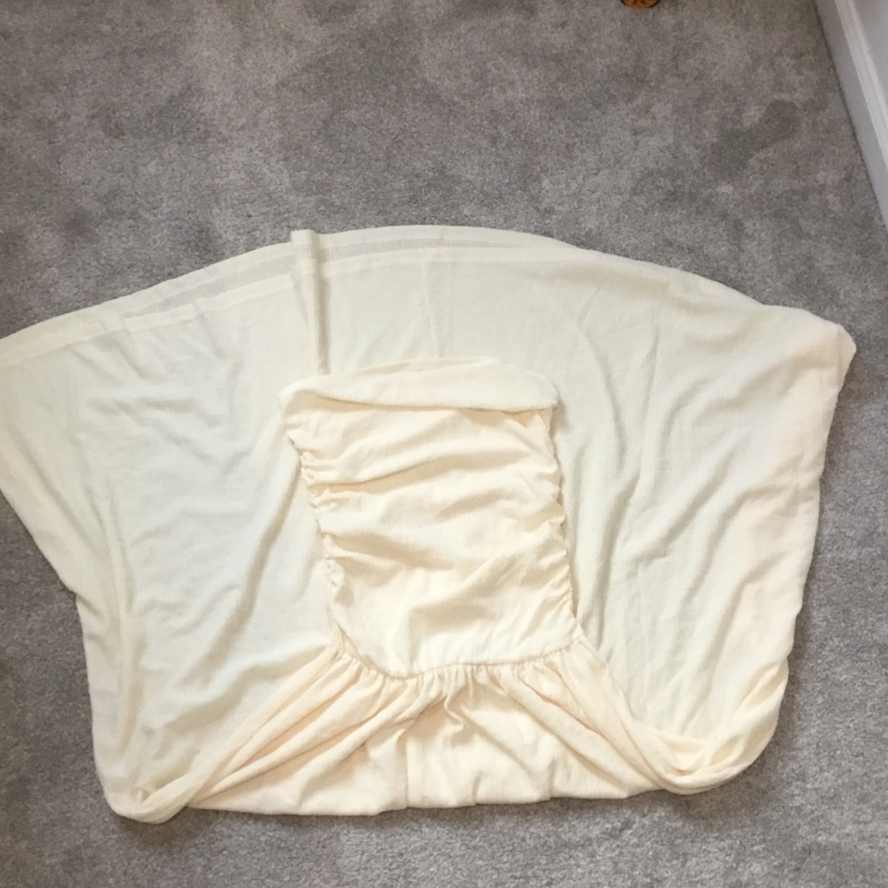 SHEIN Cream Strapless Ruched Bandeau Tube Top